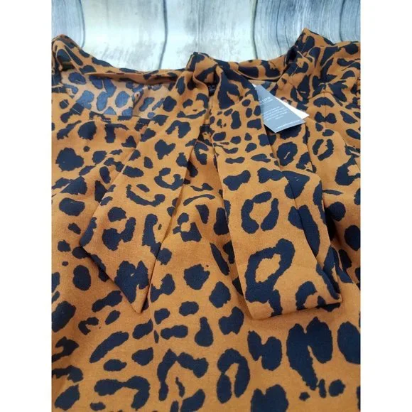Lane Bryant Illusion Collection Blouse Top Womens Size 18 Brown Animal Print New - Picture 5 of 13